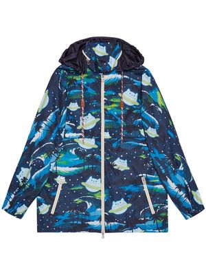 Gucci Bananya-print hooded jacket - Blue