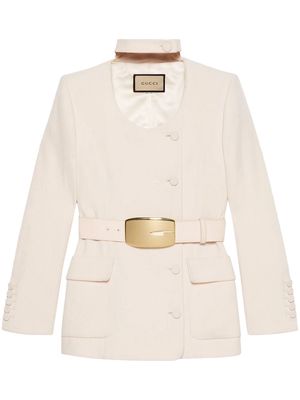 Gucci belted wool crêpe jacket - White
