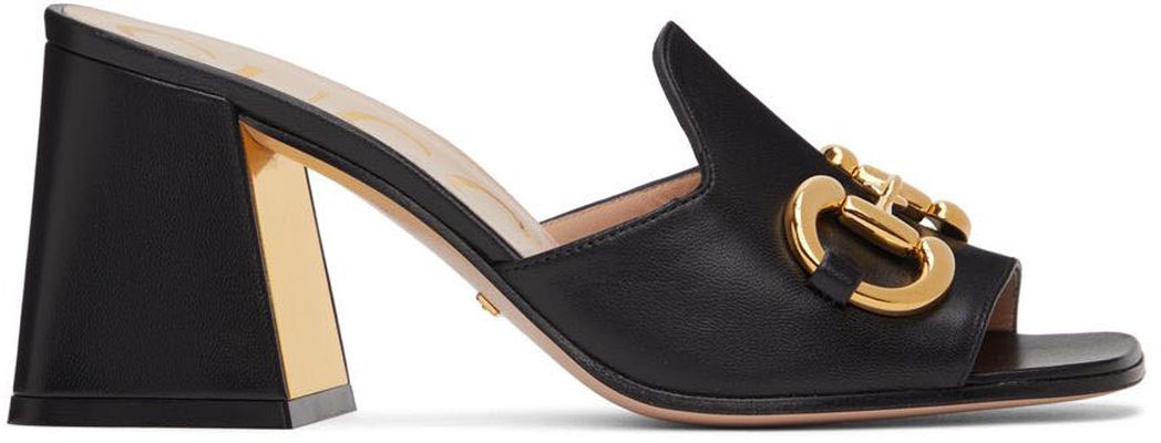 Gucci Black Horsebit Heeled Sandals