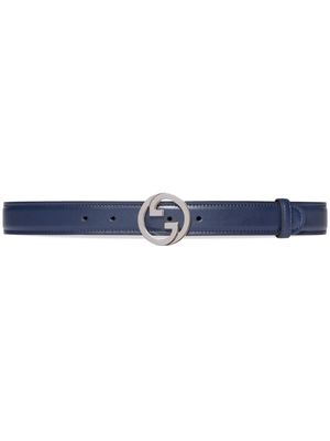 Gucci Blondie logo-plaque leather belt - Blue