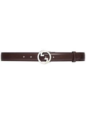 Gucci Blondie logo-plaque leather belt - Brown