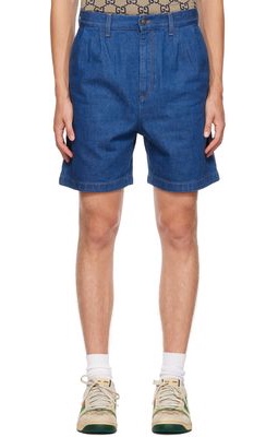 Gucci Blue Embroidered Shorts