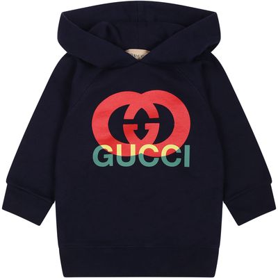 Gucci Blue Sweatshirt With Gg Print For Baby