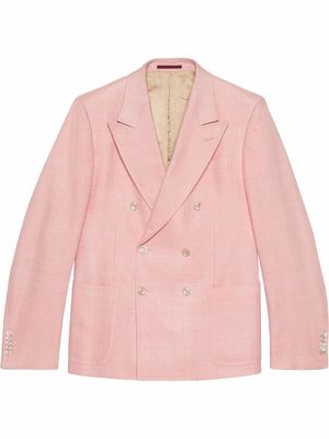 Gucci Bourette double-breasted silk jacket - Pink