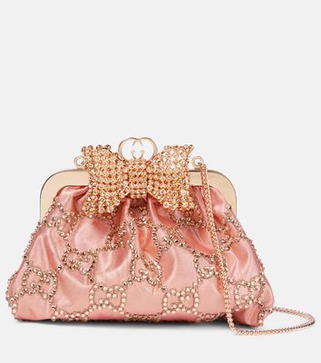 Gucci Bow-detail embellished moiré clutch