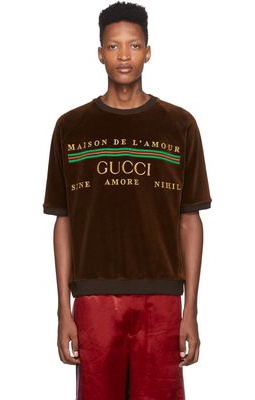 Gucci Brown Chenille 'Maison De l'Amour' T-Shirt