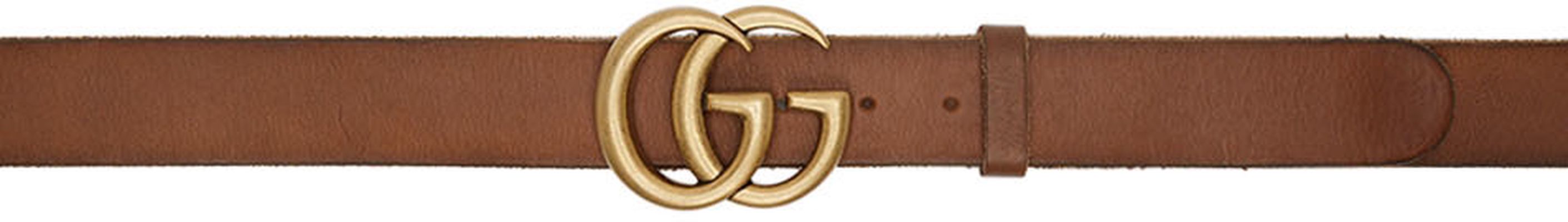 Gucci Brown Leather Double G Belt