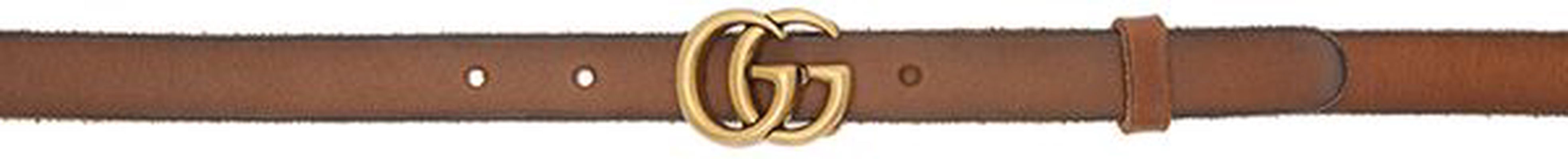 Gucci Brown Thin GG Marmont Belt