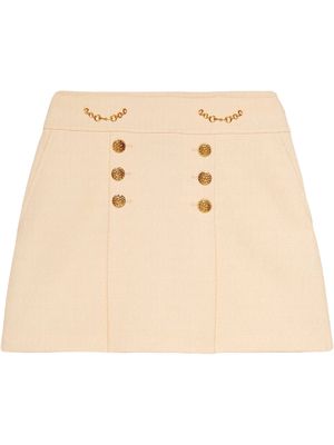 Gucci button detail A-line mini skirt - White