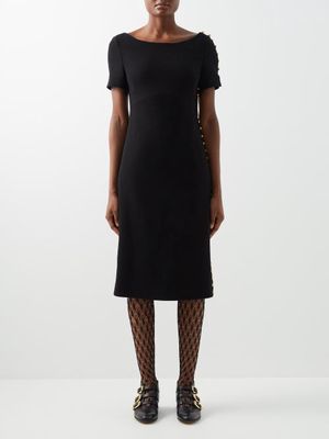 Gucci - Button-embellished Wool Midi Dress - Womens - Black
