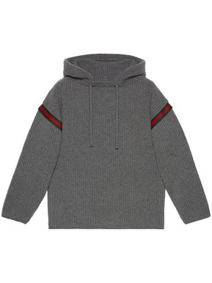Gucci cashmere ribbed-knit hoodie - Grey