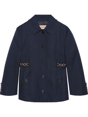 Gucci chain-detail button-up jacket - Blue