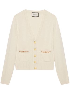 Gucci chain-embellished cashmere cardigan - White