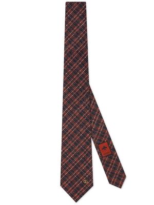 Gucci checked-jacquard tie - Red