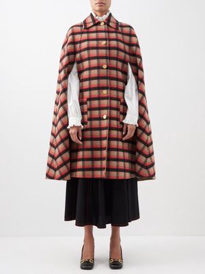 Gucci - Checked Wool-blend Cape - Womens - Camel