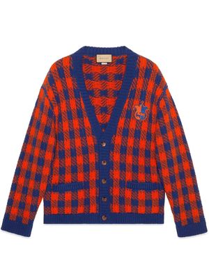 Gucci checked wool-knit cardigan - Orange