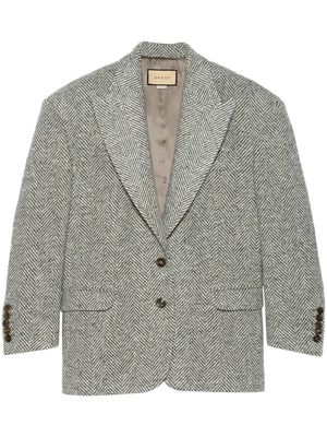 Gucci chevron wool padded shoulder blazer - Grey
