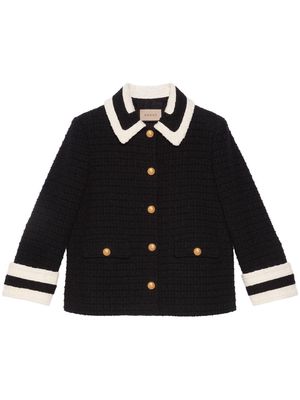 Gucci contrast-trim tweed shirt jacket - Black