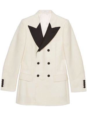 Gucci contrasting-lapel double-breasted jacket - White
