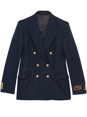 Gucci crease-effect double-breasted blazer - Blue