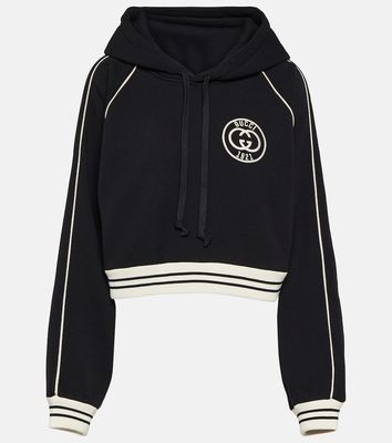 Gucci Cropped cotton jersey hoodie
