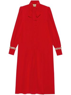 Gucci crystal-cuff silk dress - Red