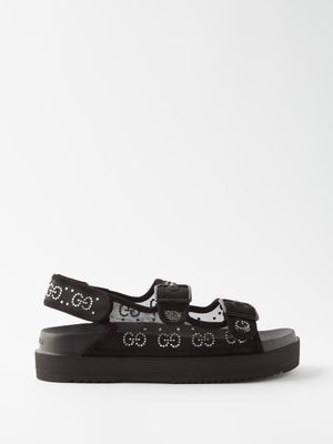 Gucci - Crystal-embellished Gg Sandals - Womens - Black