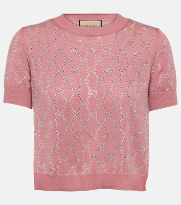 Gucci Crystal GG cropped wool top