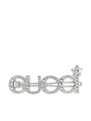 Gucci crystal-logo hair clip - Silver