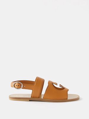 Gucci - Cutout-monogram Leather Slingback Sandals - Mens - Light Brown