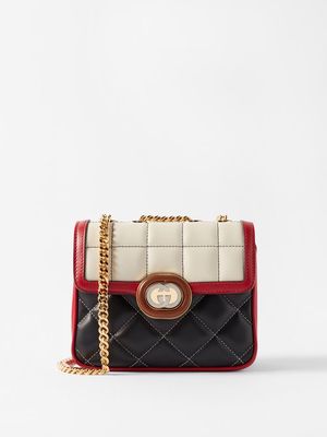 Gucci - Deco Mini Quilted-leather Crossbody Bag - Womens - White Black
