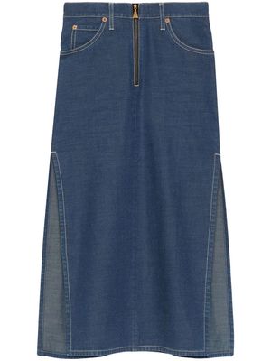 Gucci denim side-slit detail skirt - Blue