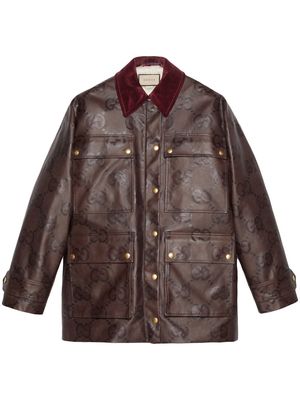 Gucci detachable-gilet monogram coat - Brown