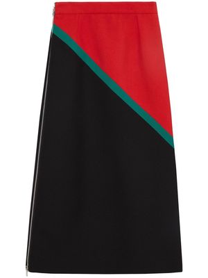 Gucci diagonal-stripe A-line skirt - Black
