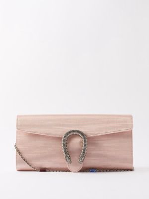 Gucci - Dionysus Grosgrain-satin Clutch Bag - Womens - Light Pink