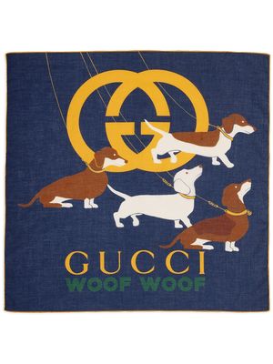 Gucci Dog-print cotton carré - Blue