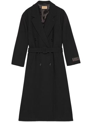 Gucci double-breasted belted wool coat - Black