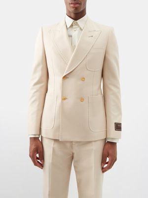 Gucci - Double-breasted Cotton Suit Jacket - Mens - Cream Pink