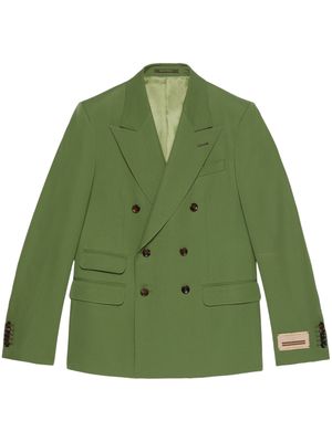 Gucci double-breasted gabardine-weave blazer - Green
