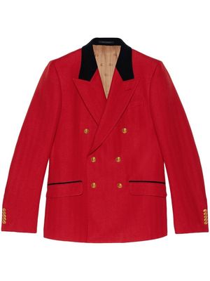 Gucci double-breasted herringbone jacket - Red