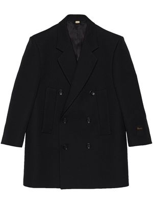 Gucci double-breasted logo-tag coat - Black