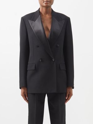 Gucci - Double-breasted Satin-lapel Wool Jacket - Womens - Black