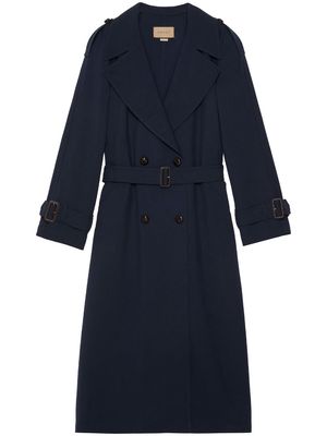 Gucci double-breasted wool trench coat - Blue