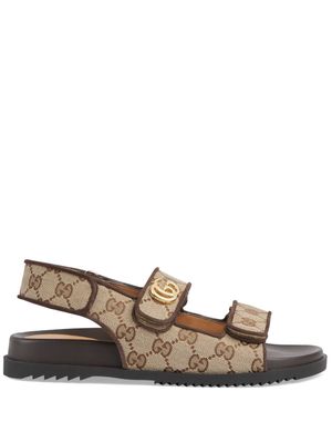 Gucci Double G canvas sandals - Brown