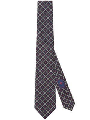 Gucci Double G checked jacquard tie - Blue