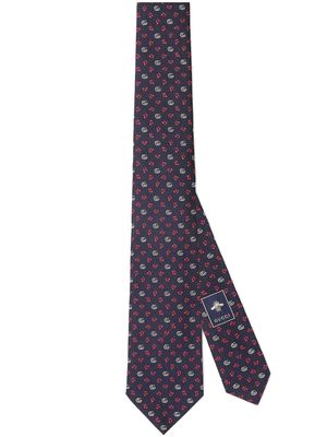 Gucci Double G cherry-jacquard tie - Blue