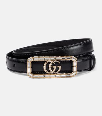 Gucci Double G crystal-embellished leather belt