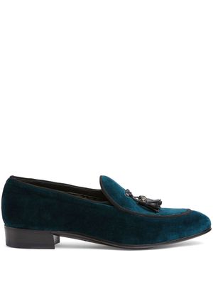 Gucci Double G-detail velvet loafers - Blue