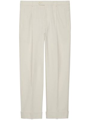 Gucci Double G embroidered tailored trousers - White