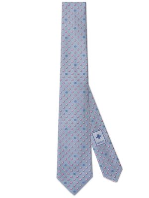 Gucci Double G floral-jacquard tie - Blue